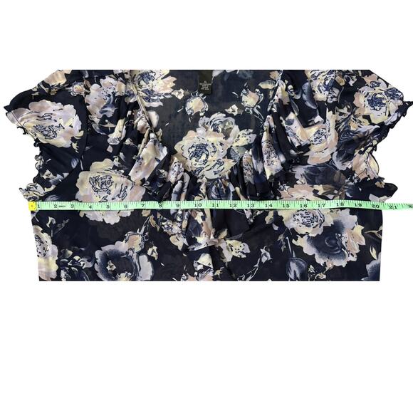 INC International Concepts Navy Sheer Floral Print Blouse Womens Size XL - Picture 6 of 7